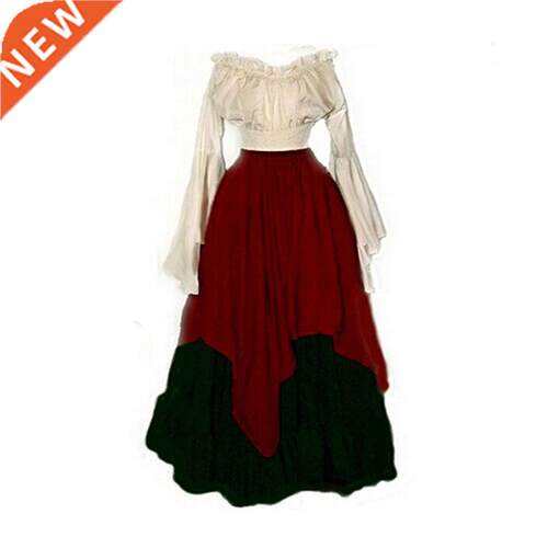 Medieval women's long sleeve fashionable dress dress中世纪裙