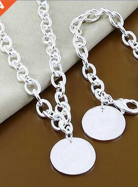 New Style 925 Sterling Silver Round 18 Inch Necklce 8 Inch