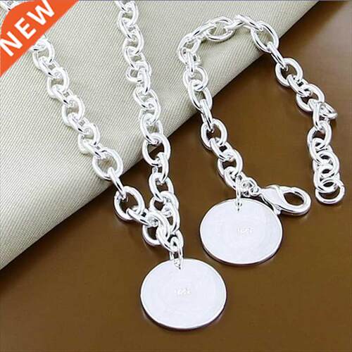 New Style 925 Sterling Silver Round 18 Inch Necklce 8 Inch