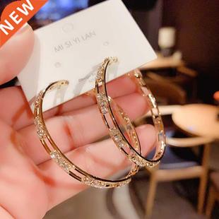 Luxury Female ig White Round Hoop Earrings Fashion Gold Col