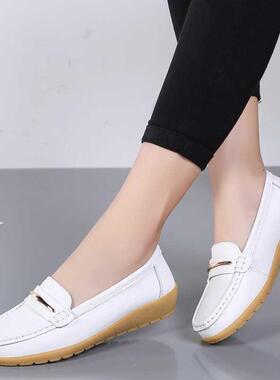 New Genuine Leather Shoes Woman Slip On Women Flats Moccasin