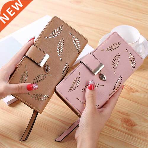 Women Wallet PU Leather Purse Female Long Wallet Gold Hollow