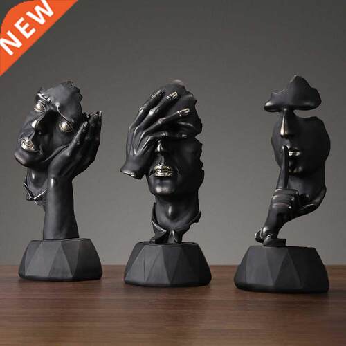 XXXL Silence Is Gold Statue Resin Abstract Nordic Sculpture