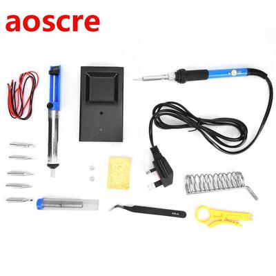 16pcs 60W Adjustable Temperature Soldering Iron Kit Electron