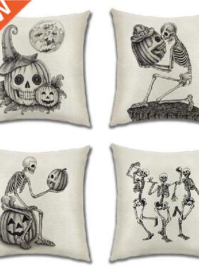 Halloween Throw Pillowcase Spider Cat Bat Pumpkin Skull