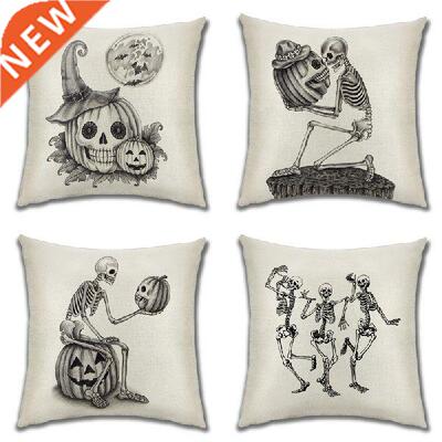 Halloween Throw Pillowcase Spider Cat Bat Pumpkin Skull