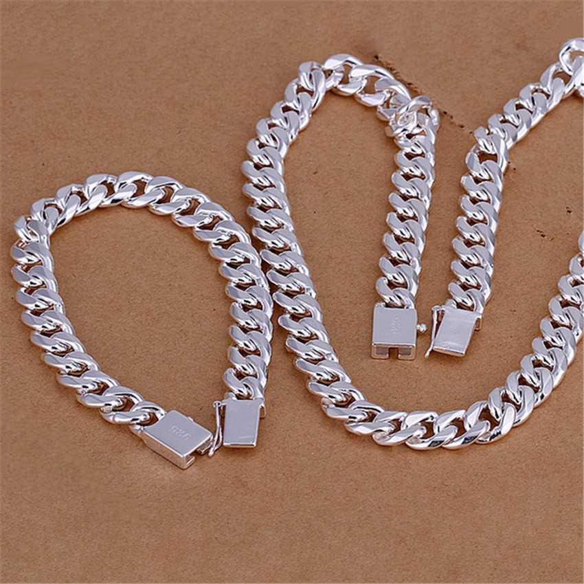 Hot charm 925 sterling Silver Bracelets necklace Jewelry set