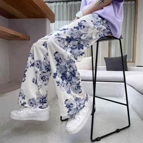 Spring Summer Flower Pants Men's Fashion Printed Casual Pant