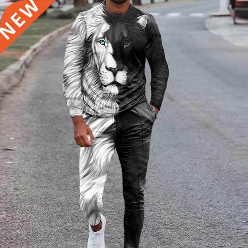 Men's Hooded The Lion King Autumn Winter 3D Printed Long-Sle