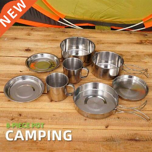 Collapsible Camping Cookware Mess Kit Non-Stick Easy