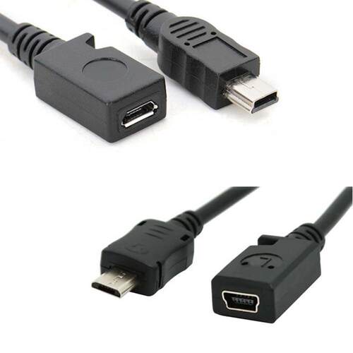 Mini USB male to Micro USB B feMale data charger cable adapt