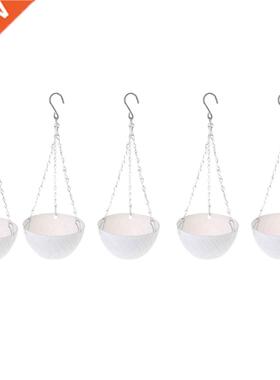 5Pcs Round Plastic Hanging Basket Flower Pot 16X10cm Garden