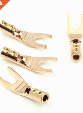 4 PCS Hifi Y Spade Plug Pure Red Copper Jack Connector for D