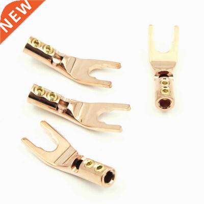 4 PCS Hifi Y Spade Plug Pure Red Copper Jack Connector for D