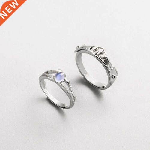 Thaya Natural Blue Light Moonstone Rings Lovers' Romantic Ri