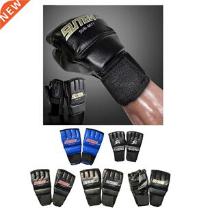 PU Leather Half-Finger Mitt Boxing Gloves MMA Muay Thai