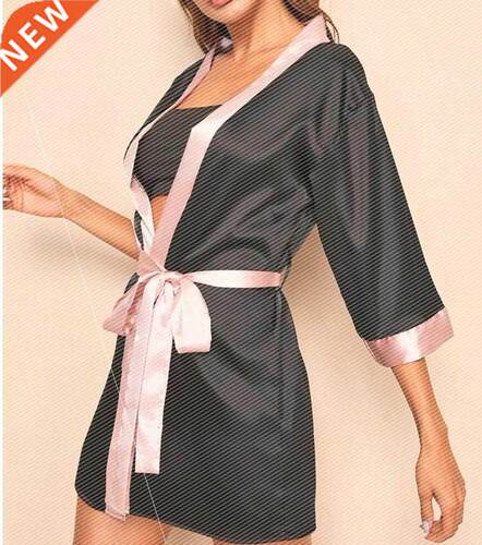 Women's Sexy Lingerie Home Nightwear Pajamas Bathrobe Set
