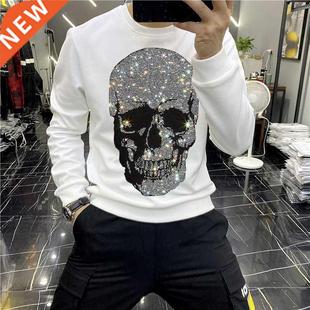 European Winter 2022 Brand Men's Hoodie Shiny Skull Hot Diam