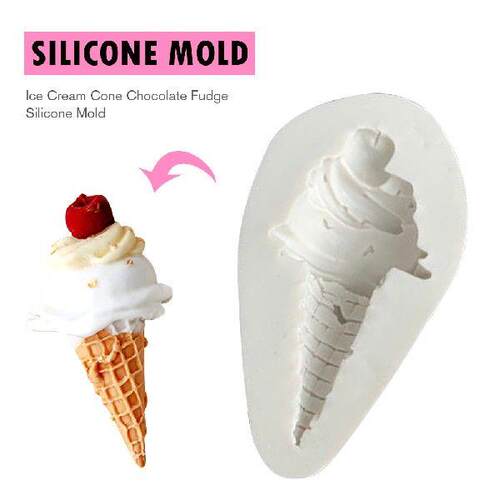 3D Ice Cream Cone Chocolate Silicone Mold Polymer Clay Cake