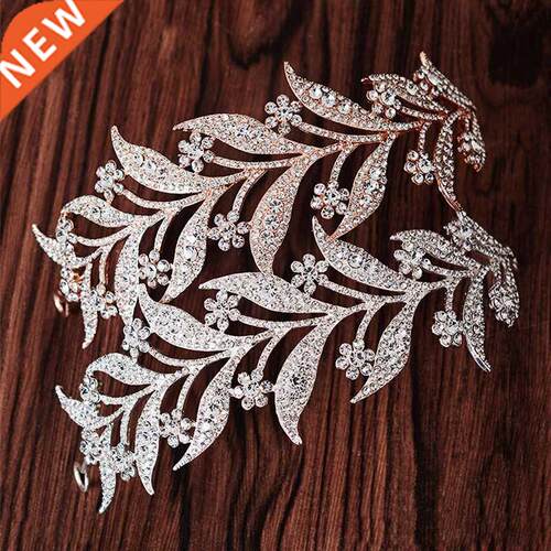 Luxury Silver Color Crystal Leaf Vine Bridal Tiaras Crowns W