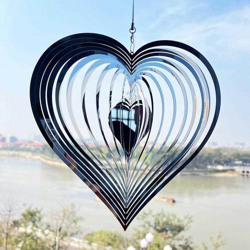 Heart-Shaped Wind Chimes 3D Metal Wind Chime Foldable