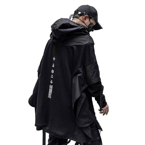 Techwear Hoodie Men Black Gothic Cosplay Japanese Sreetwear