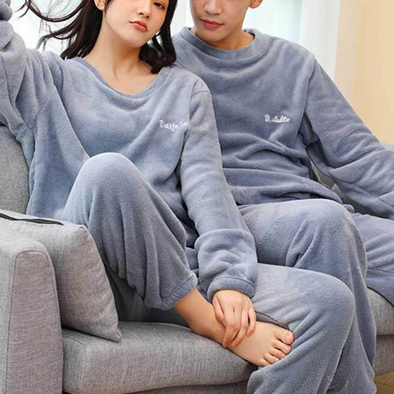 Pajamas For Couples Set Thick Warm Coral Fleece Homewear Win