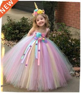 new Pink flower skirt long dress lovely unicorn to the ankle