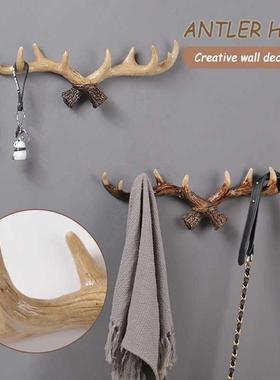 Creatives Resin Antlers Coat Hook Pastoral Wall Mounted
