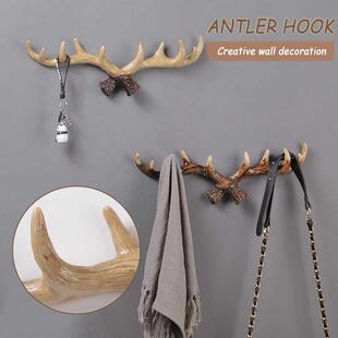 Creatives Resin Antlers Coat Hook Pastoral Wall Mounted
