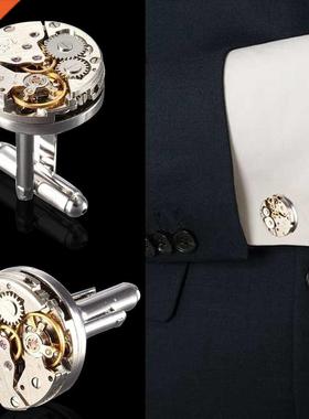 2Pcs Fashion Women Men Mechanical Watch Movement Cufflinks S