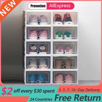 6Pack Transparent shoe box shoes organizers thickened foldab