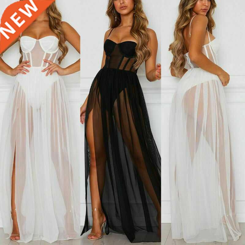 Sexy Women Lace Mesh Beach Cover Up Hot Summer See-through L