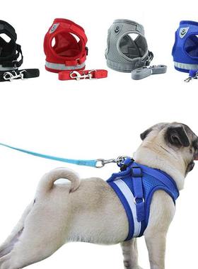 Dog Harness with Leash Summer Pet Adjustable Reflective Vest