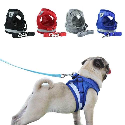 Dog Harness with Leash Summer Pet Adjustable Reflective Vest