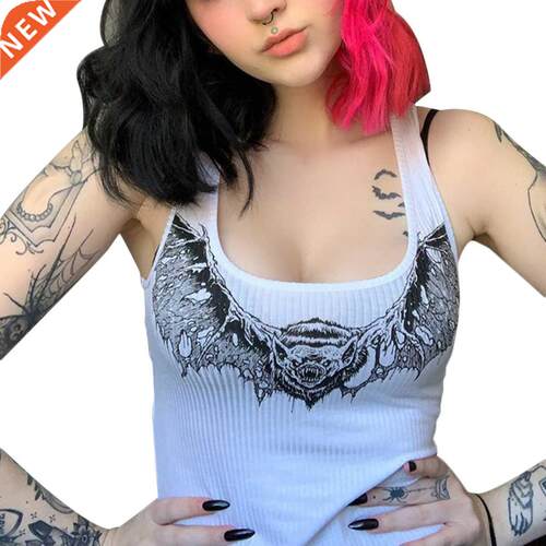 2020 New Sexy Tnk Tops Women Gothic Punk Style Print Slim F