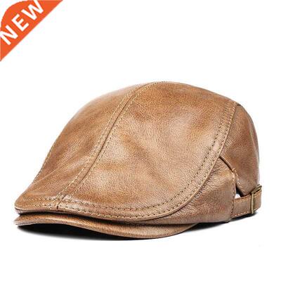 Hats Men Women Set Bonnet Genuine Leather Beret Male Thin Ha