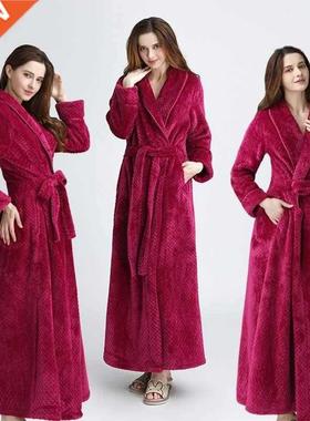 Women Men Long Bath robe Winter Thick Dressing Gown Bride