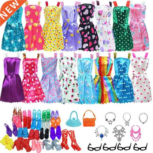 32 Item/Set Doll Accessories=10 Mix Fashion Cute Dress+ 4 Gl