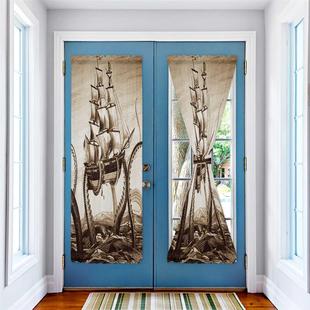 Sea Octopus Sailing Retro Door Curtains Decor Home Bedroom