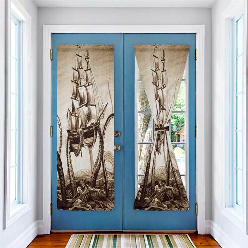 Sea Octopus Sailing Retro Door Curtains Decor Home Bedroom