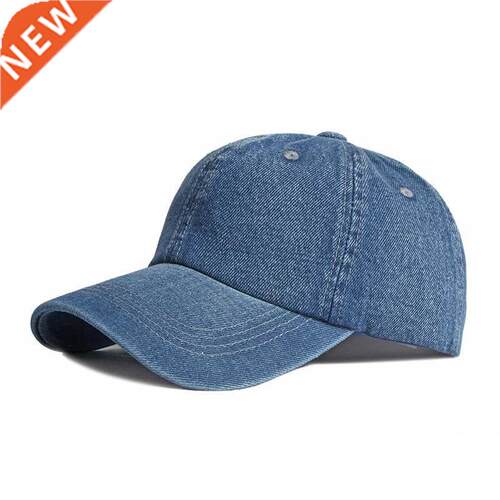 Casual Washed Cotton Baseball Cap Men Solid Black Blue Denim