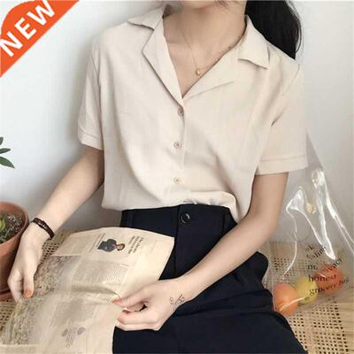 2020 Summer Blouse Shrt For Women Fashon Short Sleeve V Ne