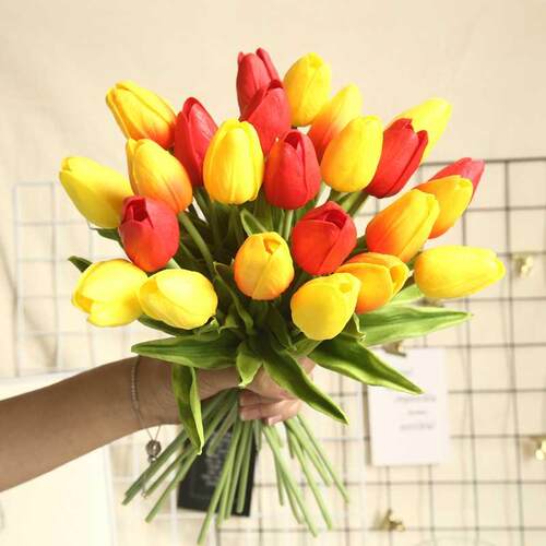 10PCS Artificial Flowers Garden Tulips Real Touch Flowers Tu