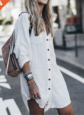 2019 Women Summer Long Sleeve Shirts Fashion Black White Lon