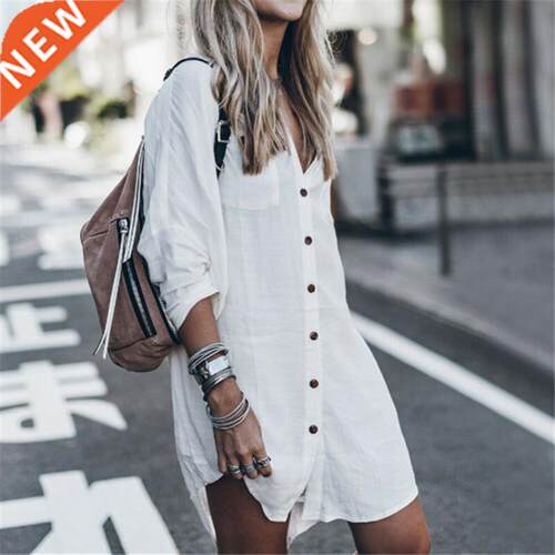 2019 Women Summer Long Sleeve Shirts Fashion Black White Lon