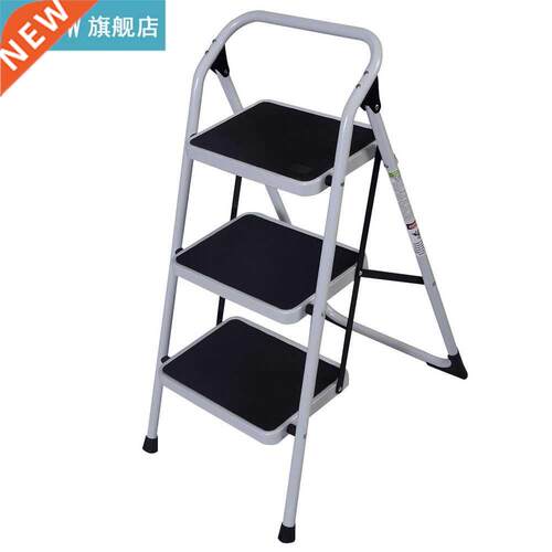 Home Use 3-Step Short Handrail Iron Ladder Black White Short