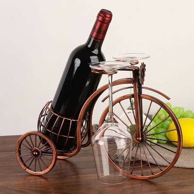 Creative Metal Wine Rack Vintage Wine Bottle and Glass Holde