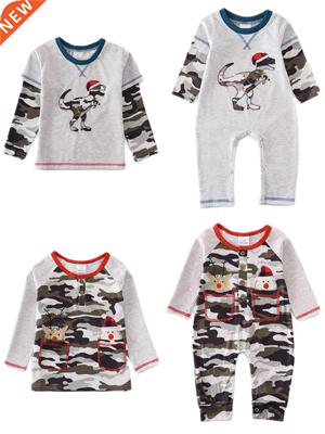 Girlymax Sibling Christmas Camo Santa Claus Dino Boys Long S