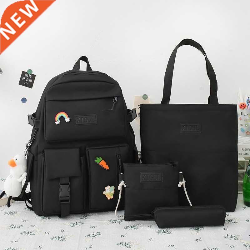 4 Pcs Sets Schoolbags For Teenage Girls Women Backpack Scho